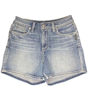 Silver Jeans Avery Jean Shorts Distressed Denim Blue Medium Light Wash Sz W28 L3